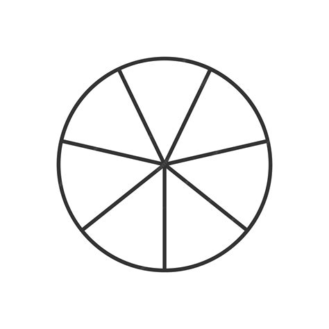 Circle divided in 7 segments. pie or pizza round shape cut in seven ...
