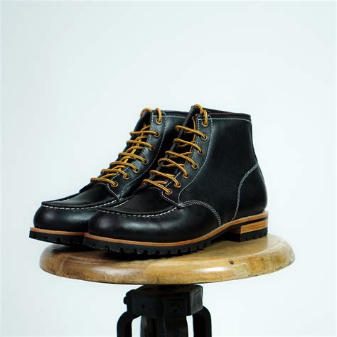 Moc-Toe Explorer boots 6" (Raven Black) Goodyear Welted – Craft & Glory ...