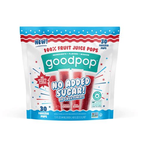 GoodPop Cherry Berry Freezer Pops Variety Pack, No Sugar Added Ice Pops ...