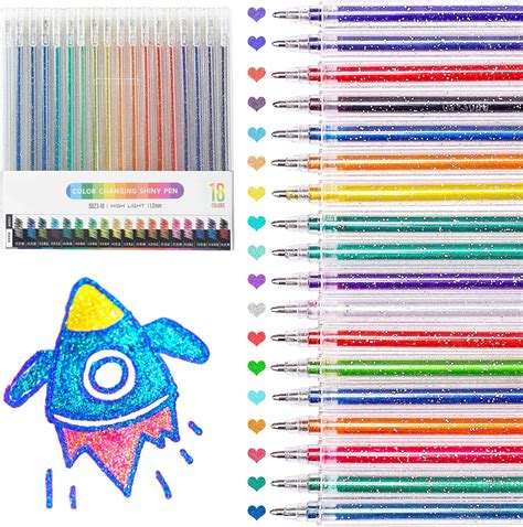 Amazon.com : SAYEEC Glitter Gel Pens, 18 Colored Dual Metallic Gel Pens ...