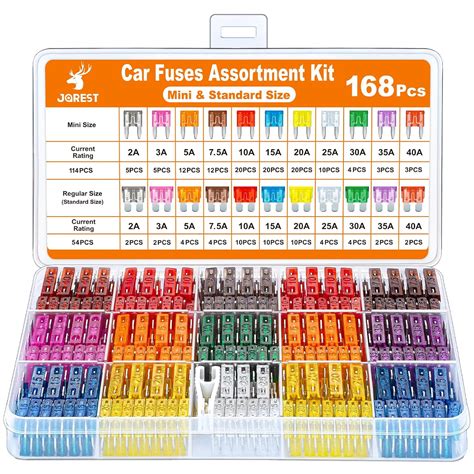 JOREST 160 Pcs Car Fuse Assortment Kit, 96 Mini Blade Fuses Automotive ...
