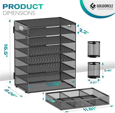 Buy GoldOrcle 8 Tier Paper Letter Tray Organizer with Drawer & 2 Pen ...