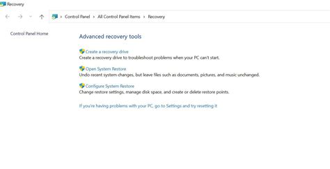 Image result for Recovery Control Panel for This Computer