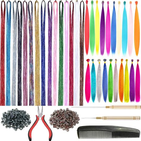 Amazon.com : Glamlily Colored Hair Extensions for Kids - 100 Synthetic ...