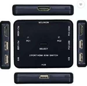 TECHGEAR 2 Port USB KVM Switch 2 in 1 Out HD Switch USB Keyboard Mouse ...