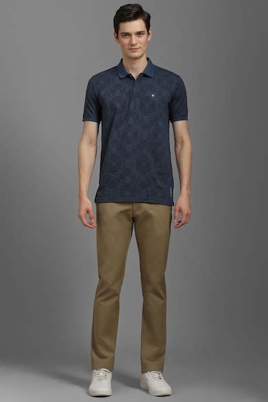 Buy Men Navy Print Polo Neck T-shirt Online - 39838743 | Louis Philippe