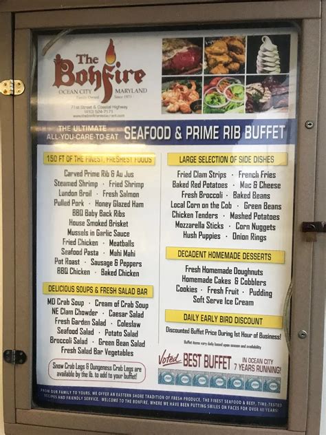The Bonfire Restaurant Menu - Updated November 2025