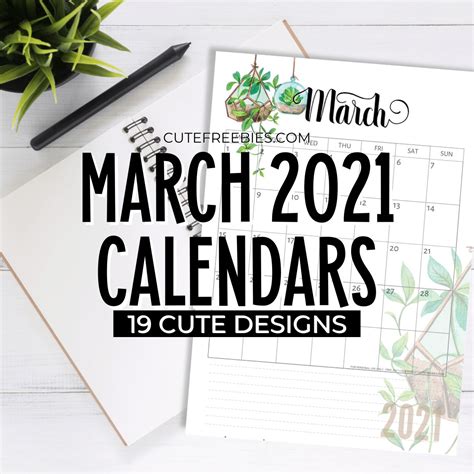 Free Printable March 2021 Calendar PDF - Cute Freebies For You