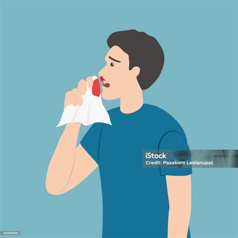 Ilustración de Una Hemorragia Nasal Ocurre Cuando Uno De Los Vasos Sanguíneos En El ...