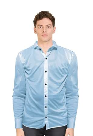 Buy Men's Classic Shirts Plain Lycra Slim Fit Shirt Stretchable Full ...