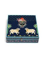 Pichwai Krishna Painted Box - Dark Blue – Revive Home