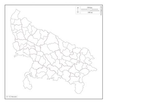 Uttar_Pradesh district map (black and white)_A4 size(210 x 297 ...