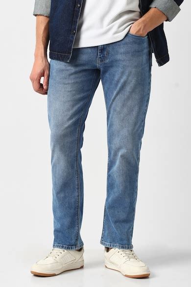 Buy Men Blue Mid Wash Regular Fit Jeans Online - 40104399 | Van Heusen