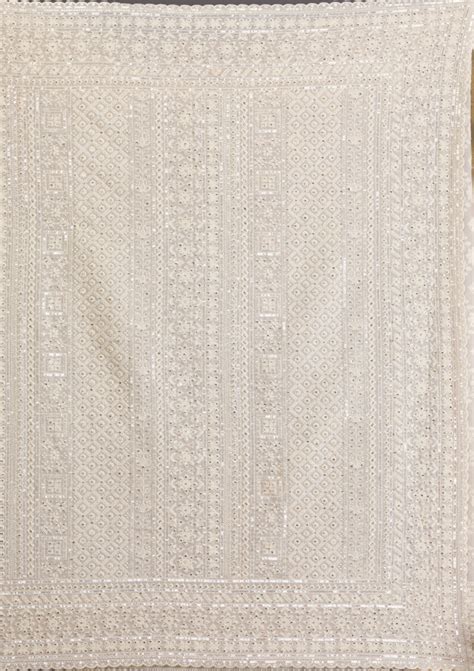 Buy Cream Threadwork Georgette Saree - Koskii