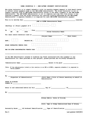 Fillable Online OSBA SCHEDULE 4 - SBE-MWBE PAYMENT CERTIFICATION Fax ...