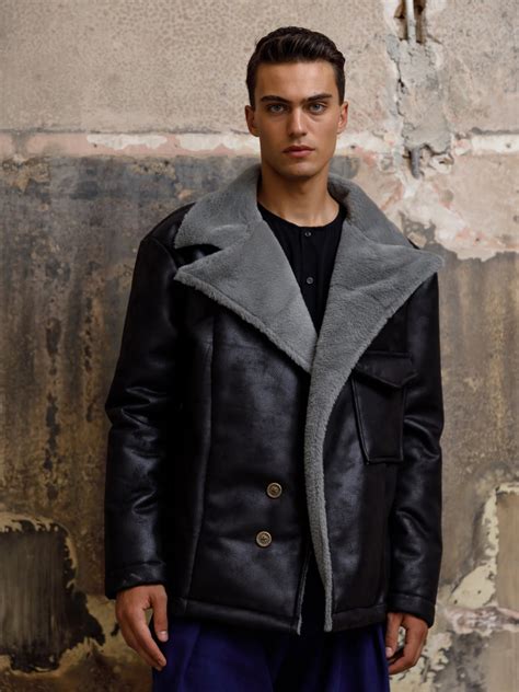 Dante Men | Leather-look faux fur lined jacket - Sotris Stores