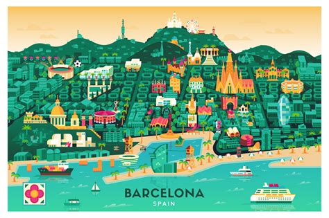 Tourist Map Of Barcelona Spain Barcelona Map Poster Maps And Cities