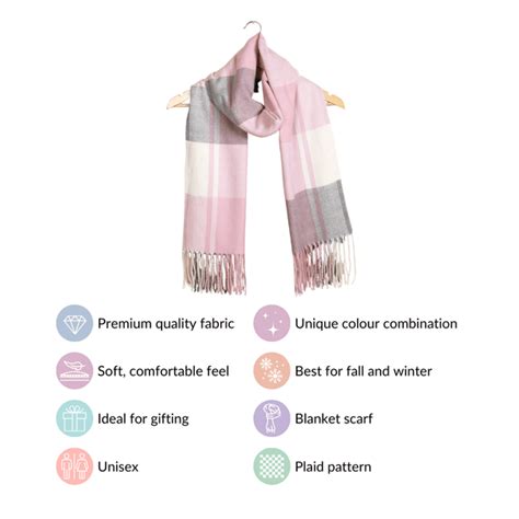 Plaid Pink And Grey Blanket Scarf Online - Premium Scarf | Nestasia