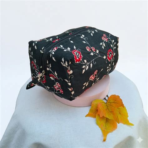 Vanity Pouch Black Color With Flower Design – lakshya bags