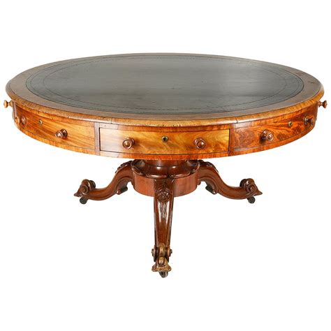 Leather Top Revolving Drum Table at 1stDibs | leather top drum table ...