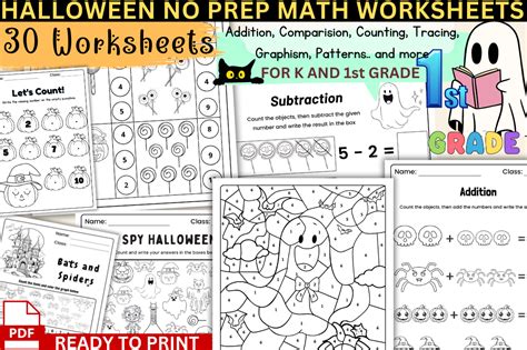 Halloween Math Worksheets K & 1st Grade Graphic by Lelix Art · Creative ...