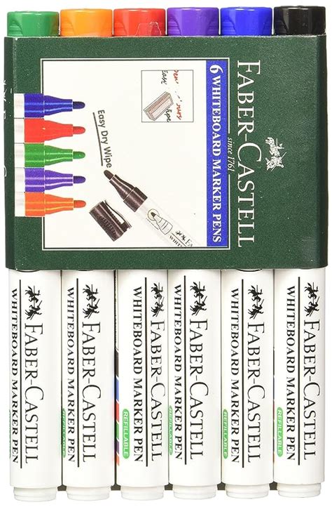 Faber-Castell Bold Point Tip Whiteboard Market - Pack of 6 (Assorted ...