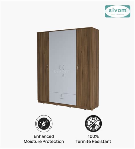 SIVOM Oranch Multipurpose 4 Door Closet Engineered Wood 4 Door Wardrob ...
