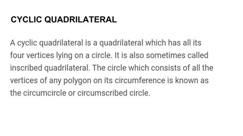 CYCLIC QUADRILATERAL | PPT