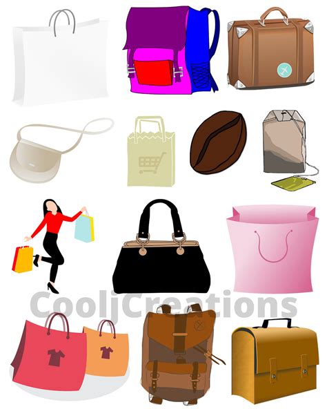 Bags Clip Art, Handbag Images, Digital Bag Pictures for Scrapbooking ...