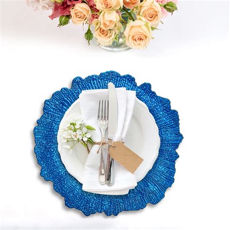 WUWEOT 12 Pack Blue Charger Plates, 13" Plastic Reef Plate Chargers ...