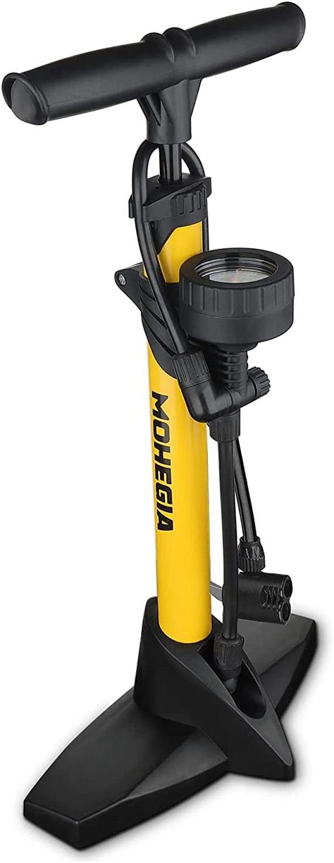 MOHEGIA Bike Floor Pump with Gauge,Bicycle Tire Pump,Top-Mounted Gauge ...