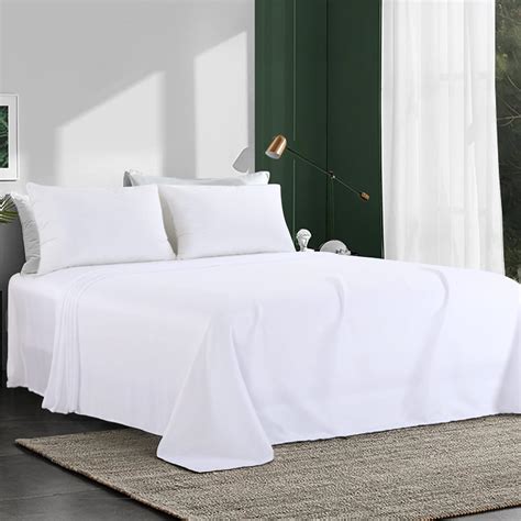 Amazon.com: HOMBYS White Oversized King Flat Sheets Extra Large,Soft ...