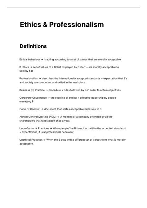 Ethics And Professionalism