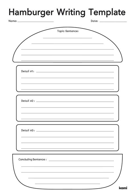 Hamburger Outline Hamburger Writing Template By Kids Korner | TPT