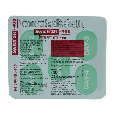 Swich SR-400 Tablet 5's Price, Uses, Side Effects, Composition - Apollo ...