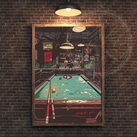 Billiard Poster - Vintage Billiard Table Poster - Etsy | Billiards ...