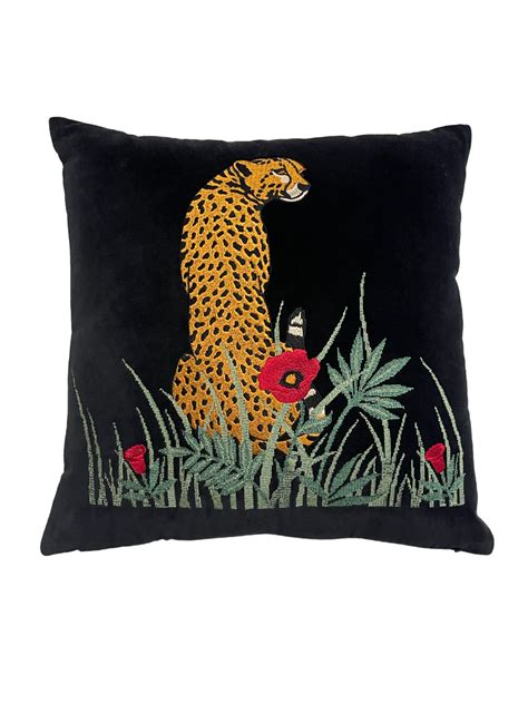 Amazon Forest Embroidered Black Leopard Cushion Cover – House of Inari