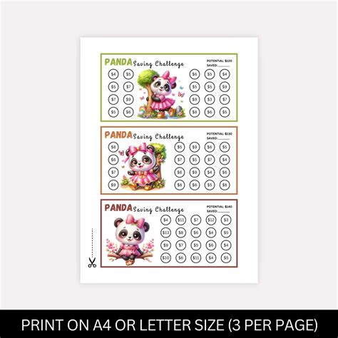 Buy Mini Panda Savings Challenge Printable, Panda Saving Challenges ...