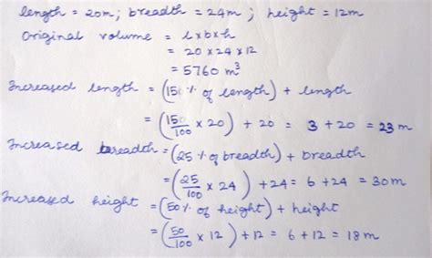 the length , breadth and height of a cuboid are 12m ,24m and 20m the ...