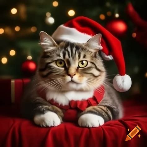 Cat dressed for christmas celebration on Craiyon