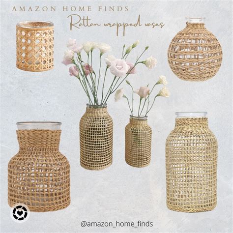 Rattan/Cane Wrapped Vases for Stylish Home Decor