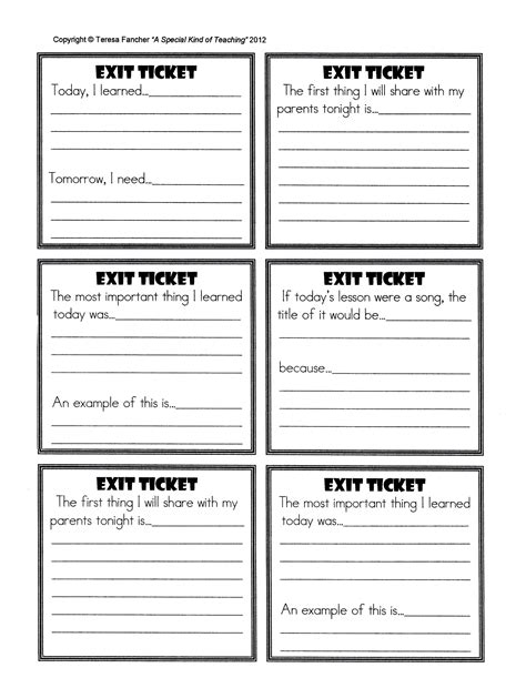 Printable Exit Tickets - Printable Word Searches