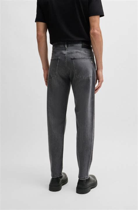 BOSS - Maine Regular-fit jeans in grey stretch denim - Grey