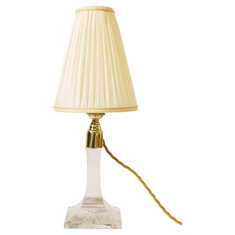 Art Deco Glass Table Lamp with Fabric Shade Around 1920s For Sale at ...