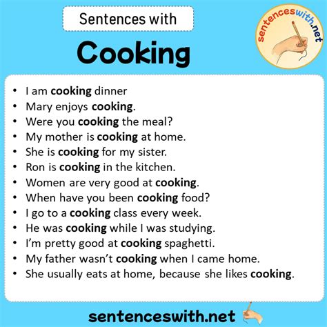Image result for Cooking Sentence Examples