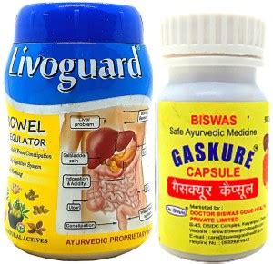 GASKURE 50 Capsule & Livoguard Powder 100gm For Liver Care, Acidity ...