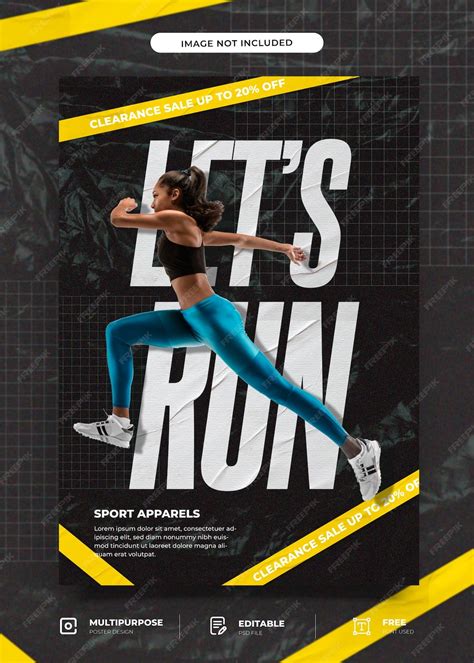 Sport apparel ads poster template with text effect | Premium PSD