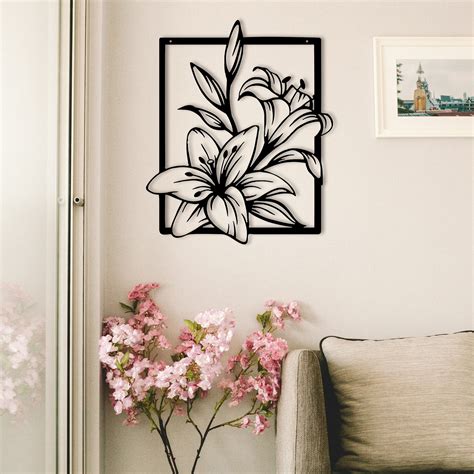 Alluring Flower Wooden Wall Art | Black MDF | Elegant & Serene Decor ...