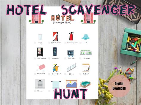 Buy Hotel Scavenger Hunt Printable Game for Kids Travel Treasure Hunt ...