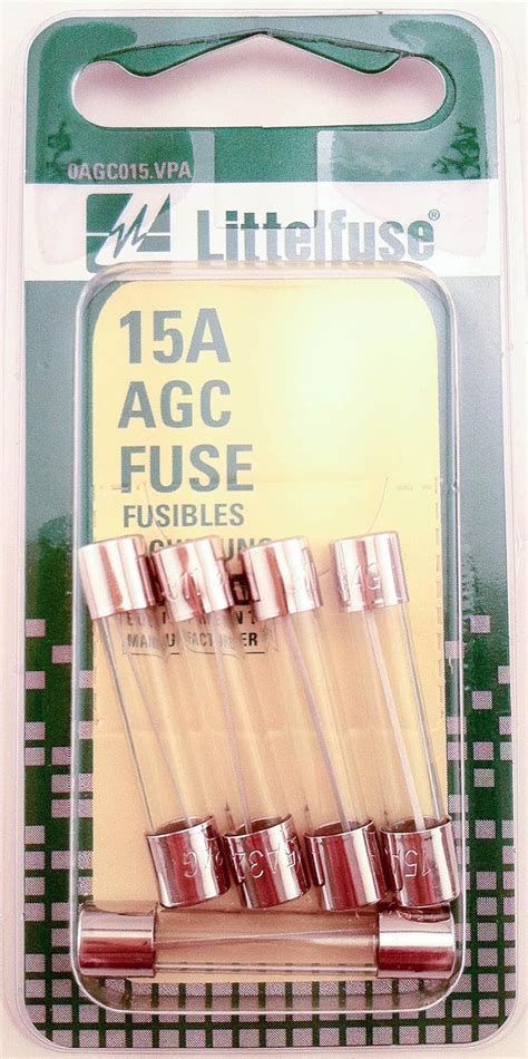 Littelfuse AGC15BP AGC Series 3AG Glass Cartridge Fuse - Pack of 5 ...